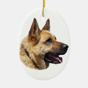 Alsatian German shepherd dog portrait Ceramic Tree Decoration
