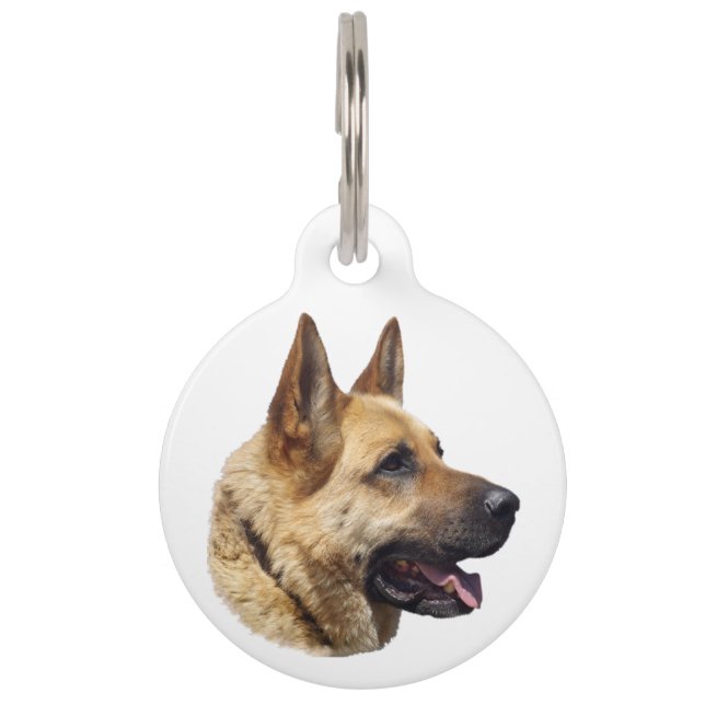 Alsatian German shepherd dog portrait Pet Tag (Front)