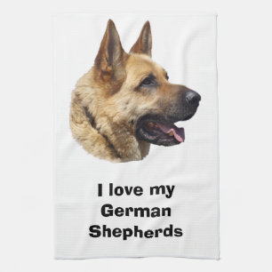 Alsatian German shepherd dog portrait Tea Towel