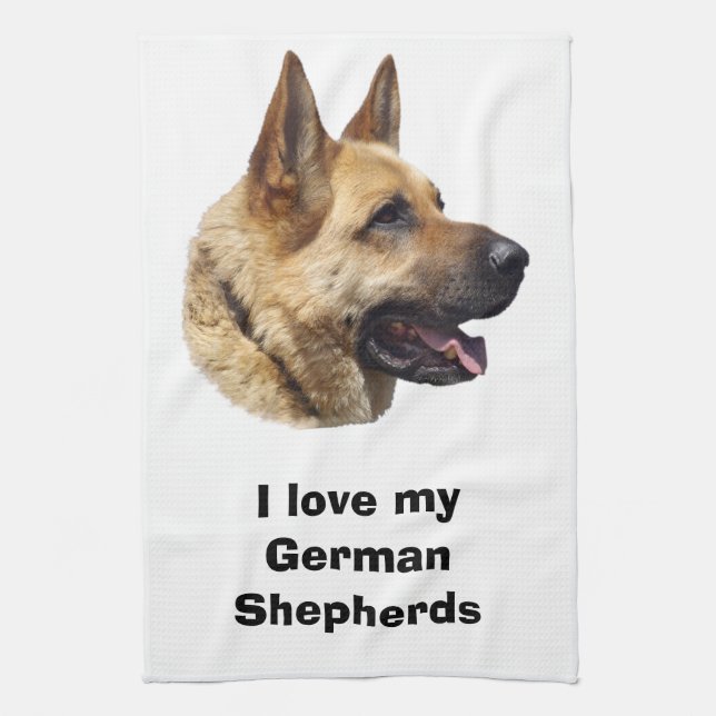 Alsatian German shepherd dog portrait Tea Towel (Vertical)