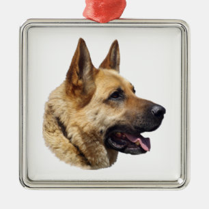 Alsatian German shepherd portrait Metal Tree Decoration