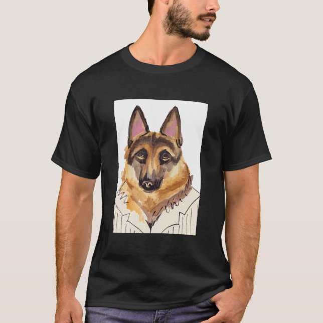 Alsatian Portrait Long T-Shirt (Front)