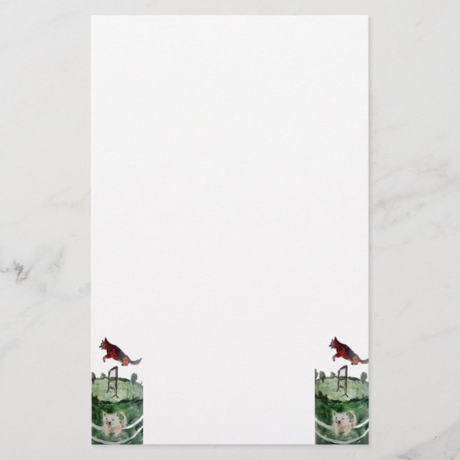 Alsatian, Westie Dogs Painting Dog Agility Stationery (Front)