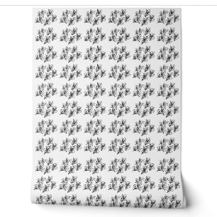 Alstroemeria flowers black and white pattern wallpaper