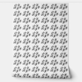 Alstroemeria flowers black and white pattern wallpaper