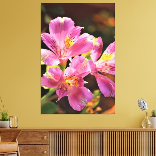Alstroemeria Lilly Stunning Floral Bold Pink Canvas Print (Insitu(LivingRoom))