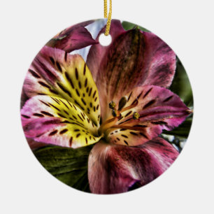 Alstroemeria Peruvian Lily flower custom ornament
