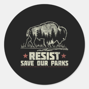 Alt Us National Park Resist Service Bison Buffalo Classic Round Sticker
