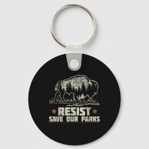 Alt Us National Park Resist Service Bison Buffalo  Key Ring