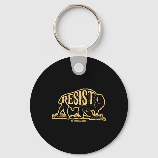 Alt Us National Park Resist Service Bison Buffalo  Key Ring (Front)