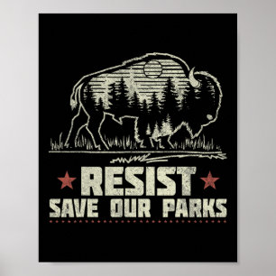 Alt Us National Park Resist Service Bison Buffalo Poster