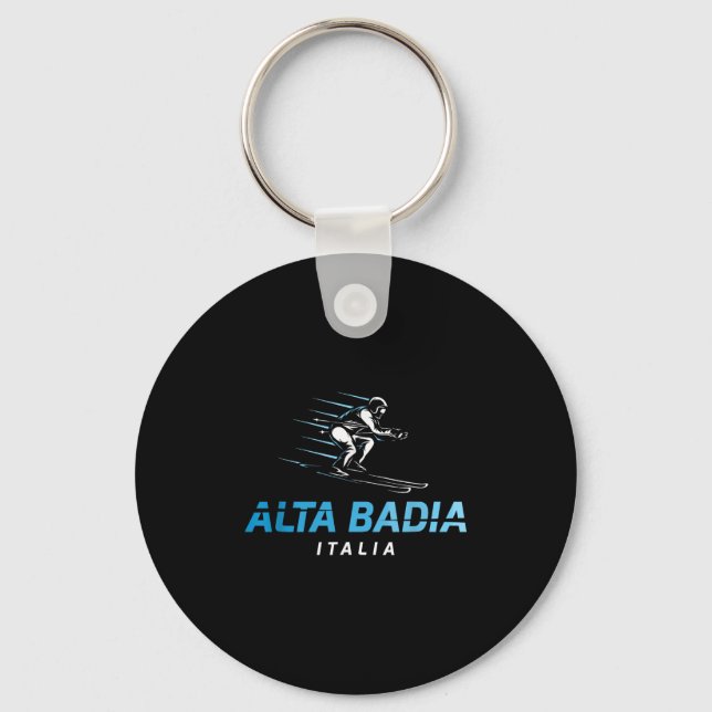 Alta Badia Italy Ski Resort Retro Skiing  Key Ring (Front)