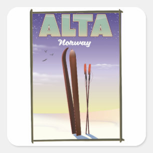 ALTA Norway ski travel poster Square Sticker
