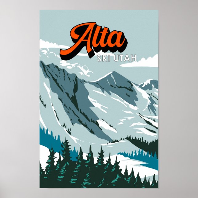 Alta Ski Area Winter Utah Vintage Poster (Front)
