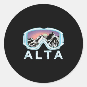 Alta Ski Design _ Alta, Ut Skiing Snow Gift  Classic Round Sticker