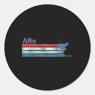 Alta Utah Retro Ski  Classic Round Sticker