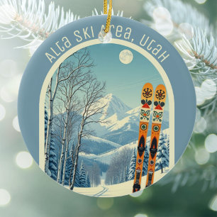 Alta Utah ski area souvenir  Ceramic Tree Decoration