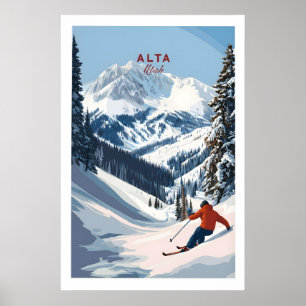 Alta Utah Ski Poster - Powder Snow Mountain Wall