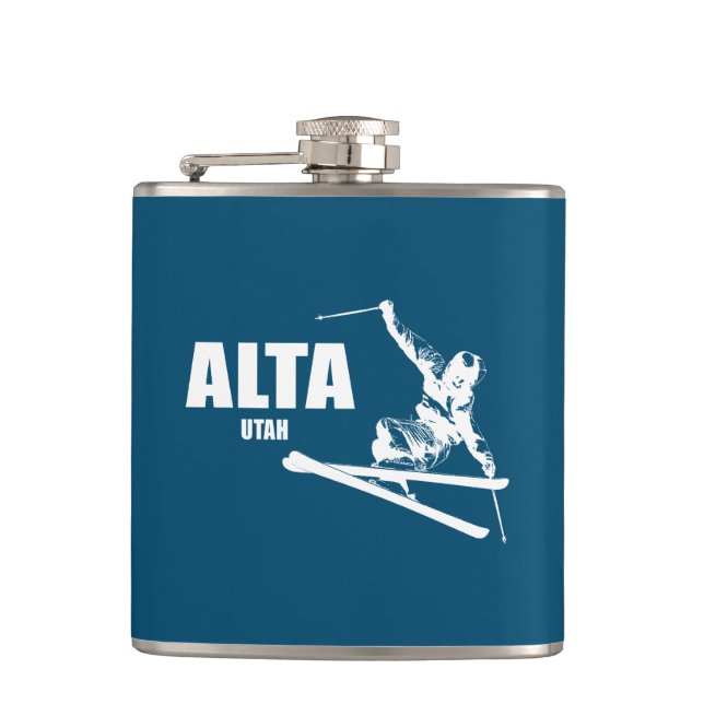 Alta Utah Skier Hip Flask (Front)