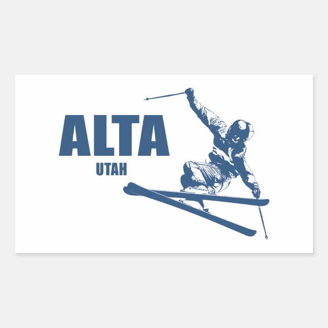 Alta Utah Skier Rectangular Sticker (Front)