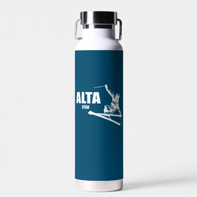 Alta Utah Skier Water Bottle (Front)