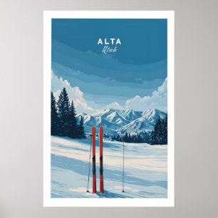 Alta Utah Skis in Snow Print - Scenic Ski Resort