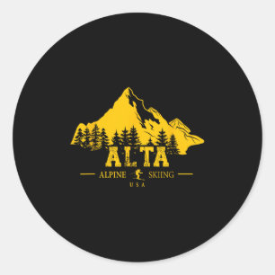 Alta Utah Usa Ski Resort Alpine Skiing Wasatch Mou Classic Round Sticker