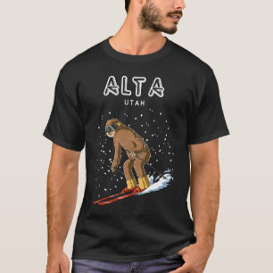 Alta Utah  USA Sloth Ski Resort 80s Retro T-Shirt