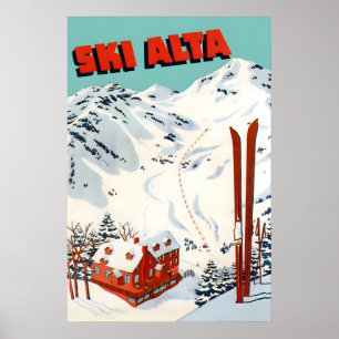 Alta, Utah Vintage Ski Resort Travel Poster Print