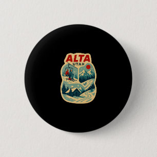 Alta Utah Vintage Skiing Vacation Ski Travel Souve 6 Cm Round Badge