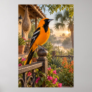 Altamira Oriole on a Garden Patio at Sunrise – Sou Poster