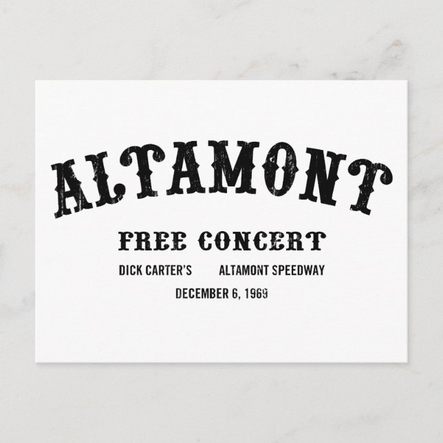 Altamont Free Concert Postcard (Front)