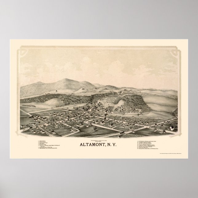 Altamont, NY Panoramic Map - 1889 Poster (Front)