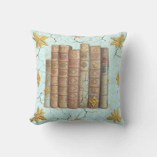 Alte Bücher - goldene Blätter - mint |  Cushion
