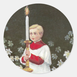 Alter Boy Bearing Candle Vintage Easter Classic Round Sticker