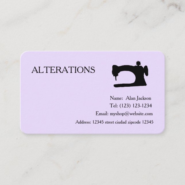ALTERATIONS  business cards (Front)