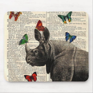 Altered Art Rhinoceros  Butterflies Mousepad