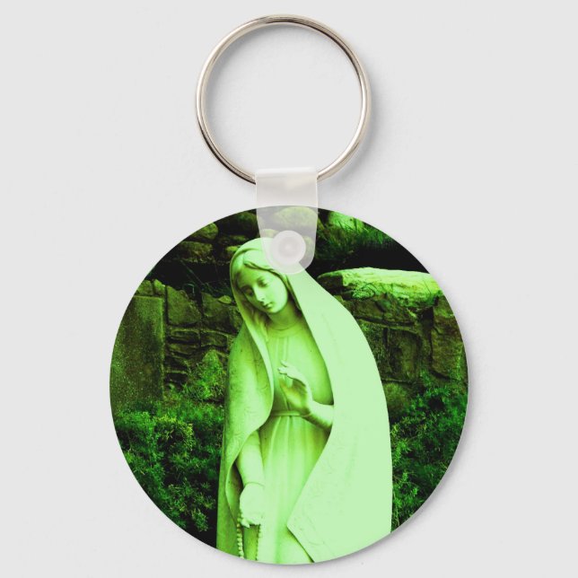 Altered Green Virgin Mary Key Ring (Front)
