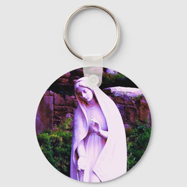 Altered Purple Virgin Mary Key Ring (Front)