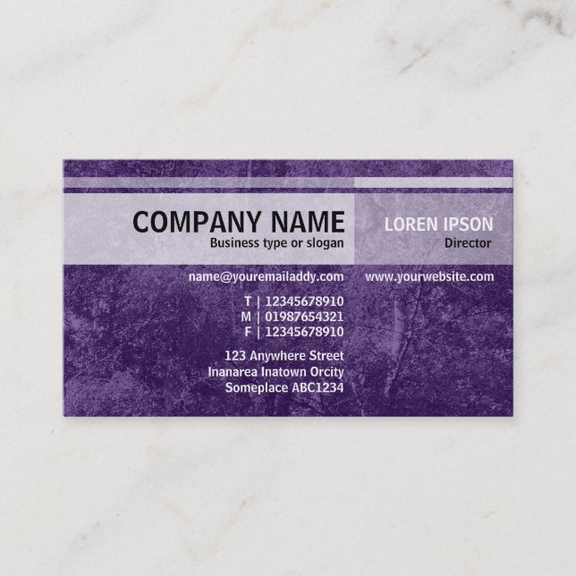 Alternate Tones - Birch Tree - Dark Violet Business Card (Front)