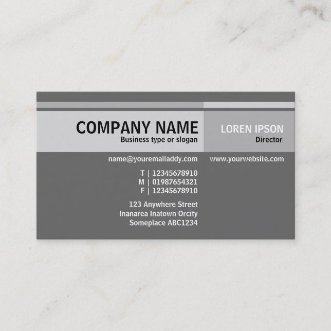 Alternate Tones - Grey Business Card (Front)