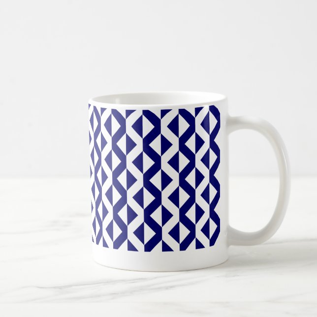 Alternate ZigZags - Deep Navy Blue and White Coffee Mug (Right)