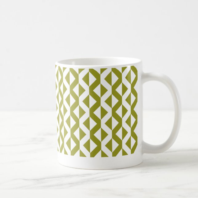 Alternate ZigZags - Olive Green and White Coffee Mug (Right)