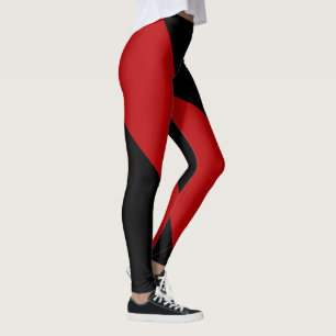 Alternating Black and Garnet Pattern Leggings