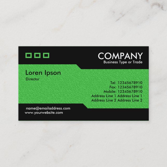 Alternating - Bright Green Embossed Texture Business Card (Front)