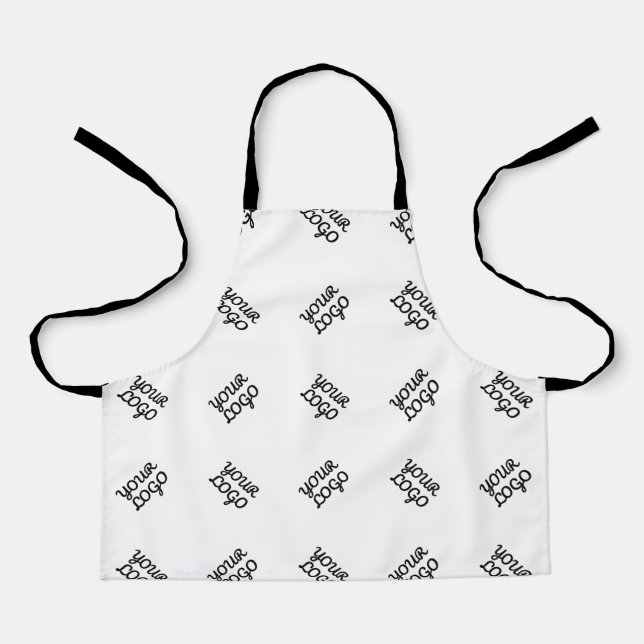 Alternating Business Logo or Image Pattern | White Apron (Front)