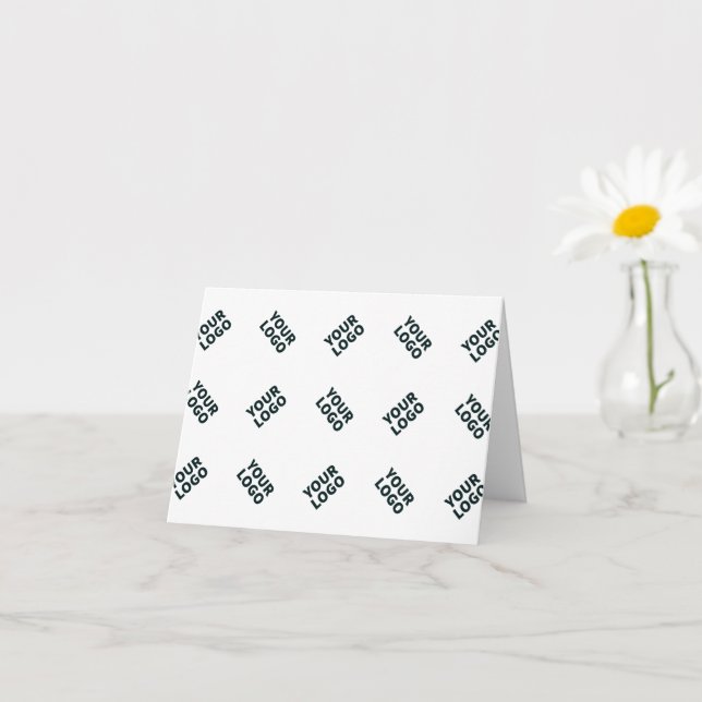 Alternating Business Logo or Image Pattern | White Card (Small Plant)