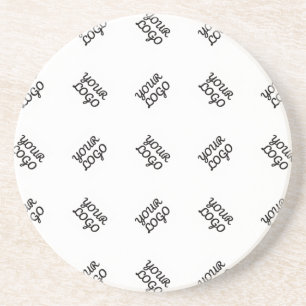 Alternating Business Logo or Image Pattern   White Coaster