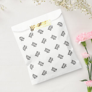 Alternating Business Logo or Image Pattern White Favour Bags