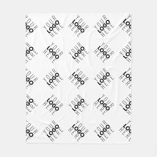Alternating Business Logo or Image Pattern | White Fleece Blanket (Front)
